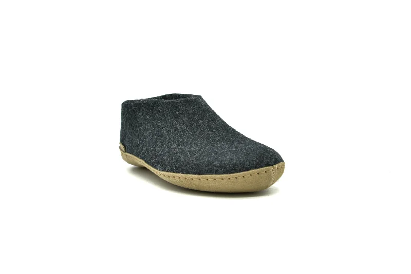 Men's slippers with a padded footbed for all - day comfort GLERUPS DK Shoe Charcoal
