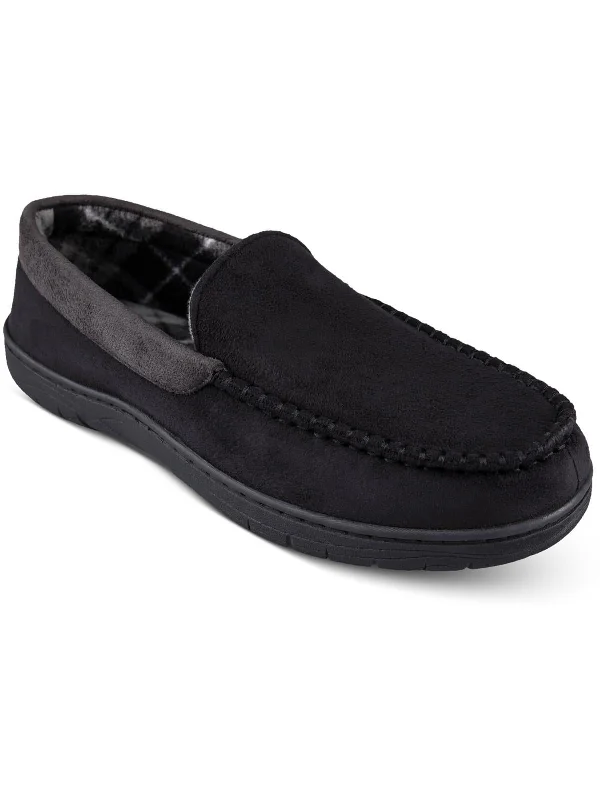 Men's slippers in a warm color like red or brown Mens Faux Suede Lined Loafer Slippers