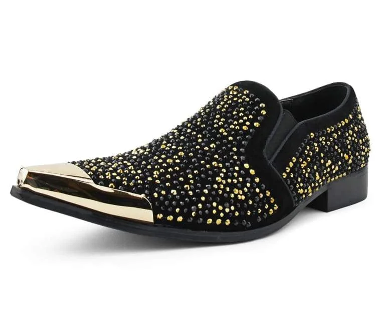 Men's formal shoes with a double monk strap Desta Black/Gold