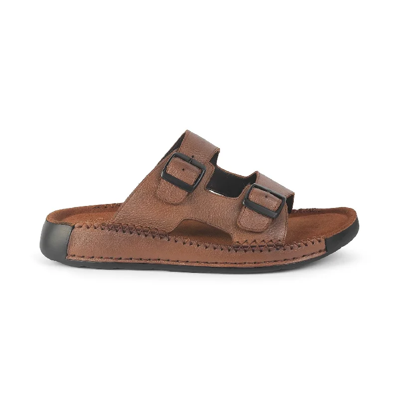 Men's sandals with a decorative buckle or charm Men's sandals with a decorative buckle or charm Tresmode Hagri Tan Men's Sandals