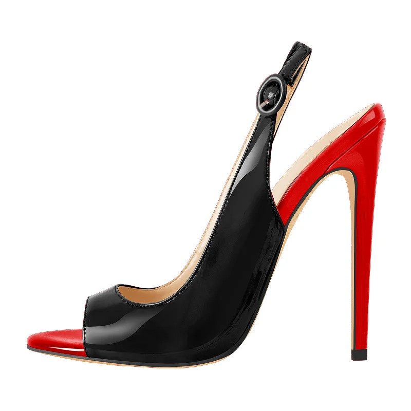 Men's sandals with a buckle closure Men's sandals with a buckle closure Black Red Open Toe High Heels Slingback Sandals