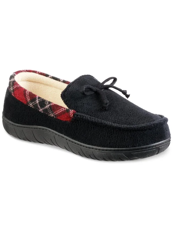 Men's slippers with a rubber sole for outdoor use Mens Faux Fur Slip On Loafer Slippers