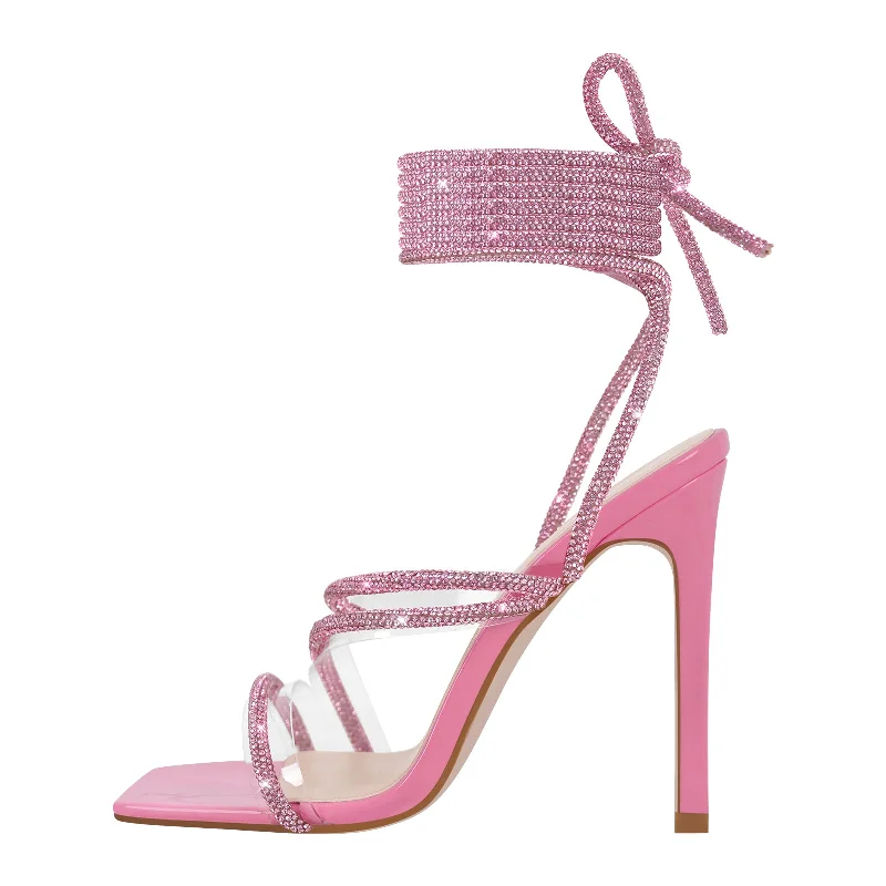 Men's sandals with a wide strap for support Men's sandals with a wide strap for support Rhinestone Straps Lace-up High Heel Sandals