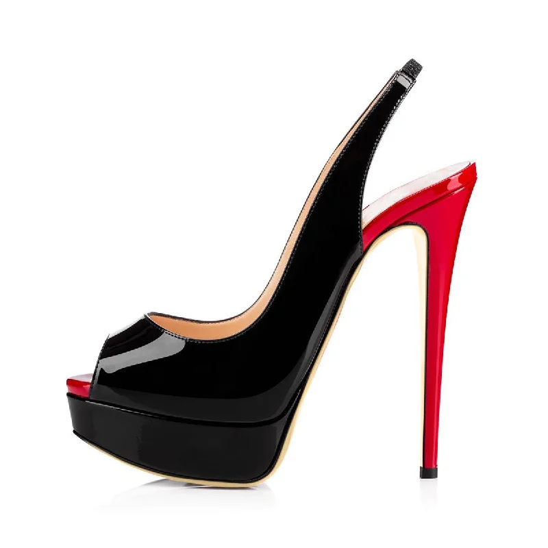 Men's sandals with a cushioned footbed Men's sandals with a cushioned footbed Platform High Heel Peep Toe Black-Red Slingback Sandals