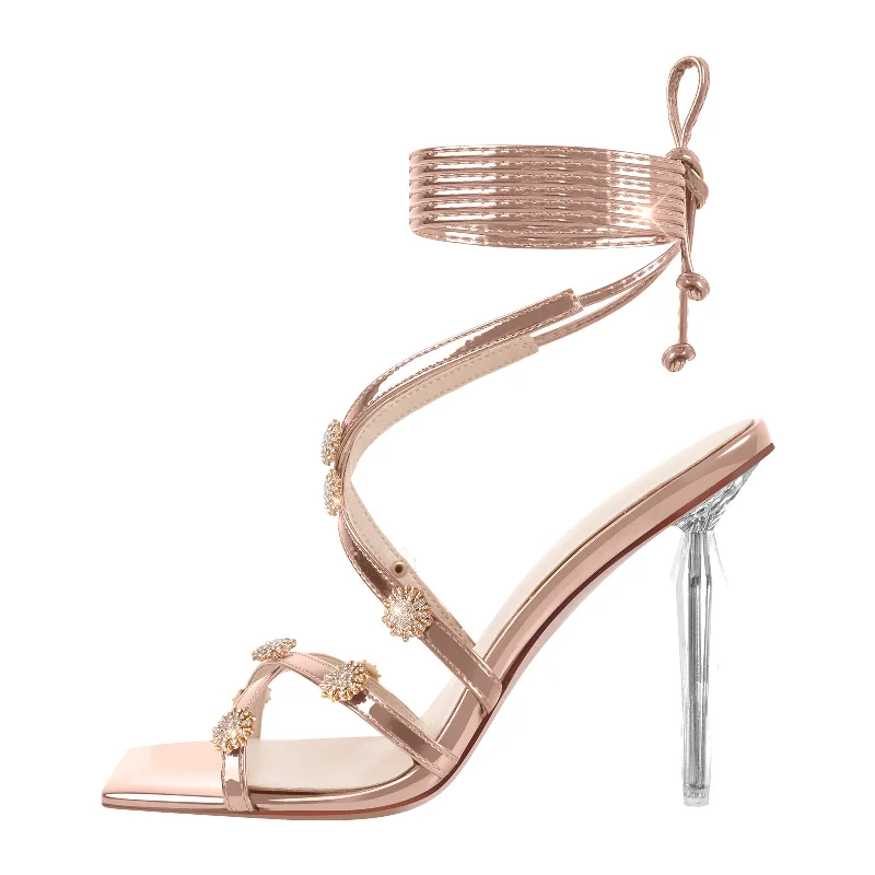 Men's sandals in a neutral color like black or brown Men's sandals in a neutral color like black or brown Ankle Strap Lace up Rhinestone Sandals