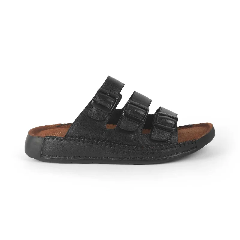 Men's sandals with a decorative buckle or charm Men's sandals with a decorative buckle or charm Tresmode Jagri Black Men's Sandals