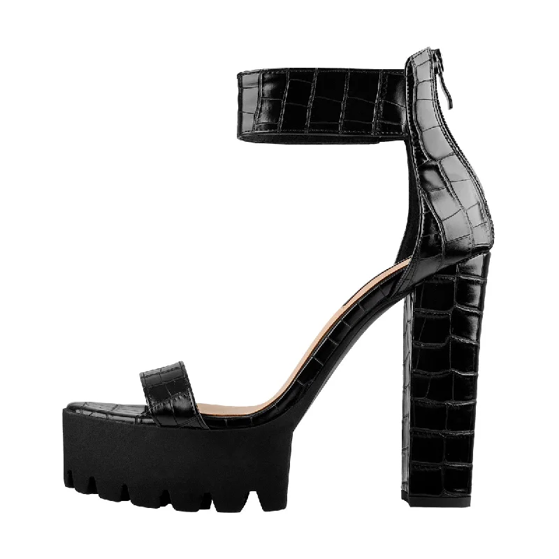 Men's sandals with a shock - absorbing insole Men's sandals with a shock - absorbing insole Black Ankle Strap Platform Chunky Heel Sandals