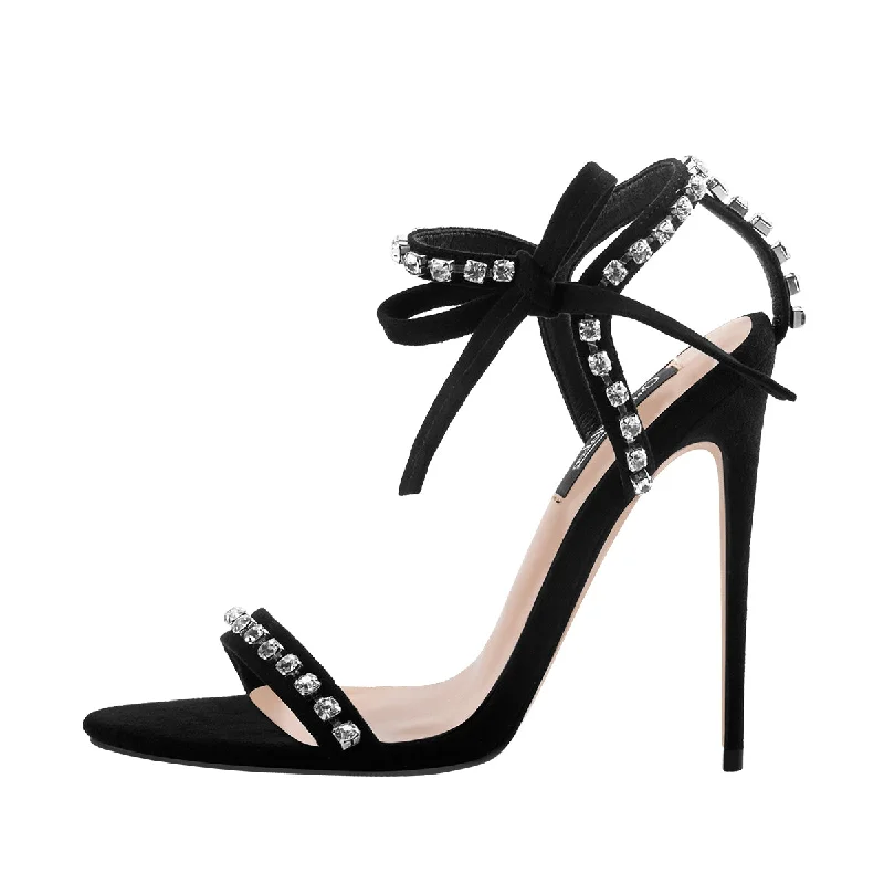 Men's sandals with a decorative buckle or charm Men's sandals with a decorative buckle or charm Ankle Strap Rhinestone Stiletto Sandals