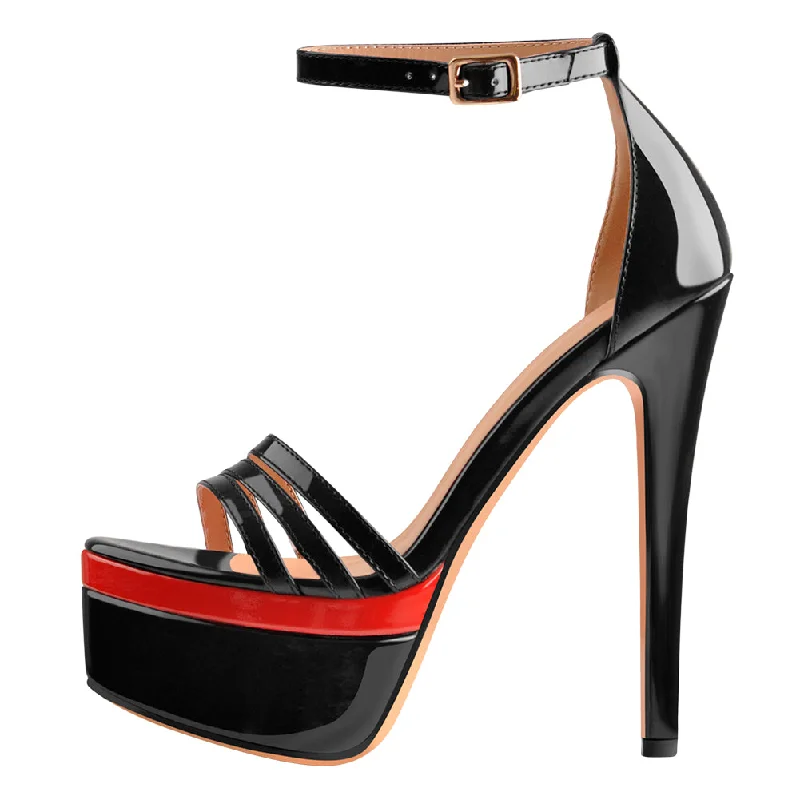 Men's sandals with a shock - absorbing insole Men's sandals with a shock - absorbing insole Black Red Double Platform High Heel Sandals