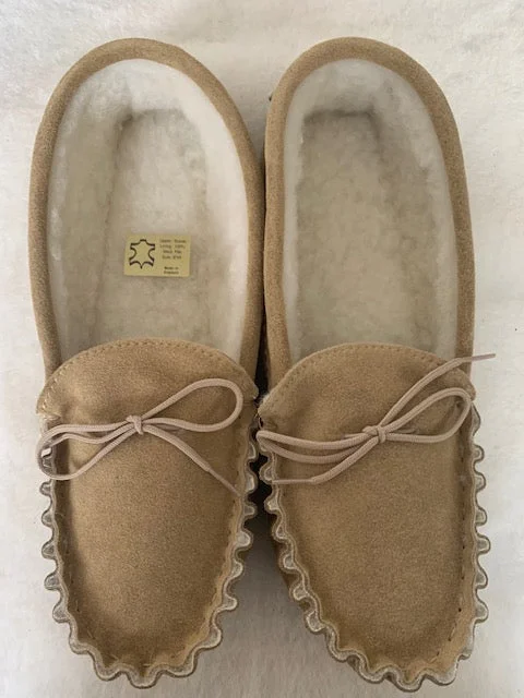 Men's slippers with a wool blend upper for warmth Extra Large Size Moccasin with Hard Sole | Malcolm