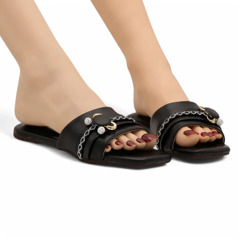 Leather men's slippers with a mule style M0588 flat slipper