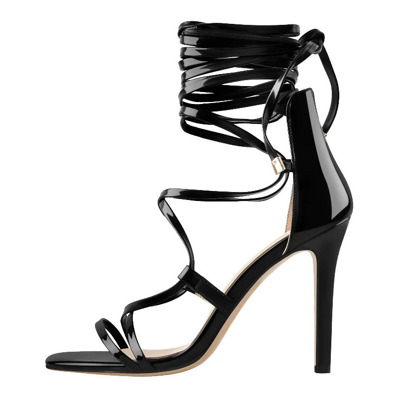 Men's sandals with a padded heel Men's sandals with a padded heel Gladiator Round Toe Lace-up Stiletto Sandals