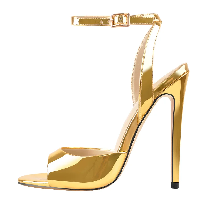 Men's sandals with a wide strap for support Men's sandals with a wide strap for support Gold Round Toe Strap High Heel Stilettos Sandals