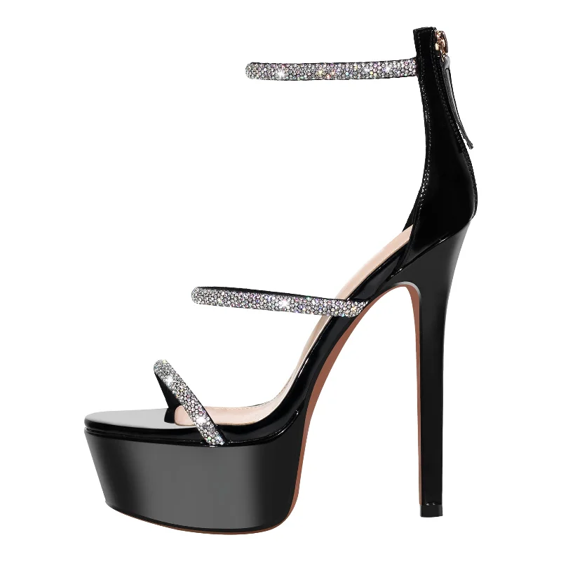 Men's sandals with a toe post design Men's sandals with a toe post design Rhinestone Open Toe Stiletto Platform Sandals