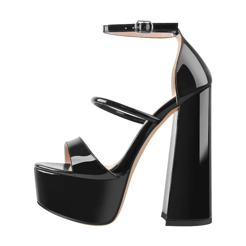 Men's sandals with a toe post design Men's sandals with a toe post design Open Toe Black Band Platform Chunky High Heels Sandals