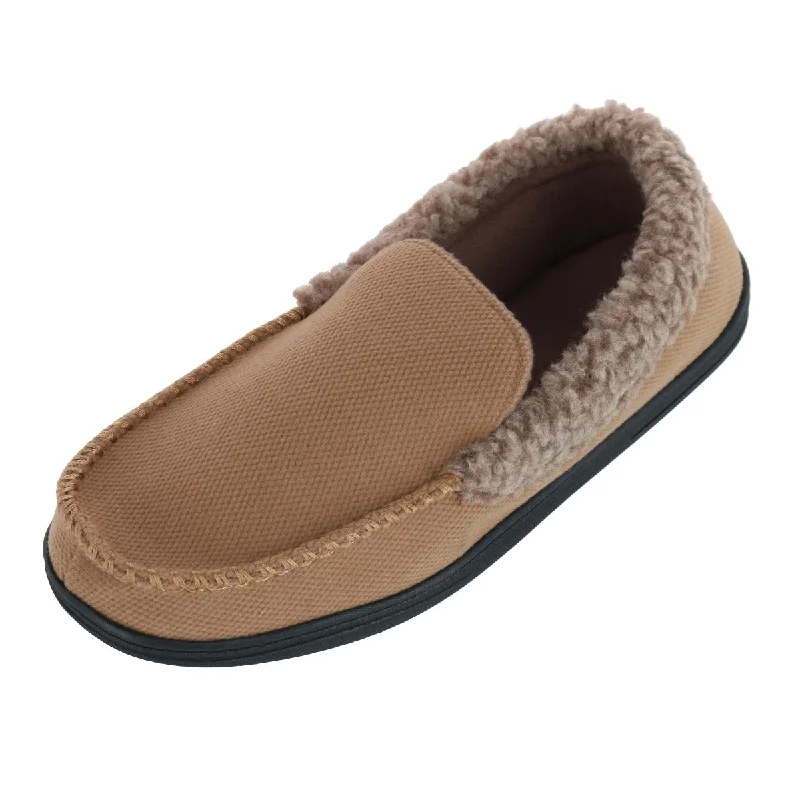 Men's slippers with a wool blend upper for warmth Men's Brushed Knit Lewis Moccasin Slipper
