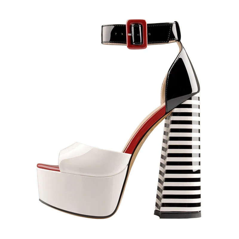 Men's sandals with a pointed toe for a stylish look Men's sandals with a pointed toe for a stylish look White Platform Peep Toe Ankle Chunky Sandals