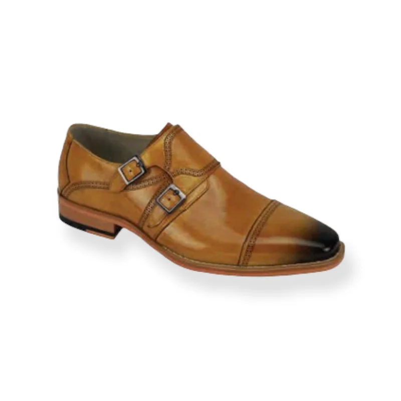 Men's formal shoes with a leather sole and heel GIOVANNI: NOEL Double Buckle