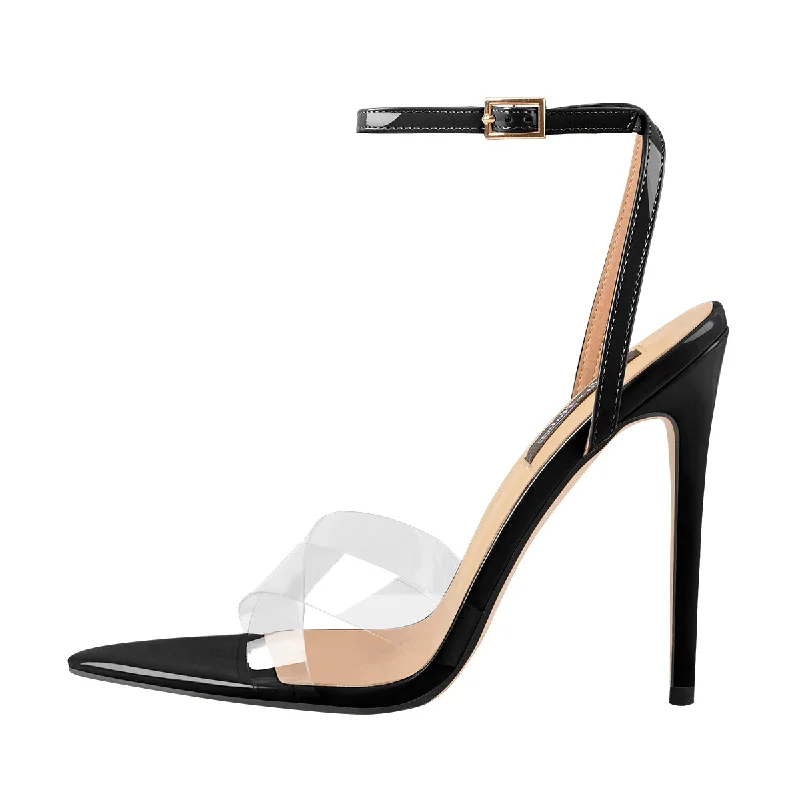 Men's sandals in a neutral color like black or brown Men's sandals in a neutral color like black or brown Clear Cross Band Open Toe High Heel Sandals