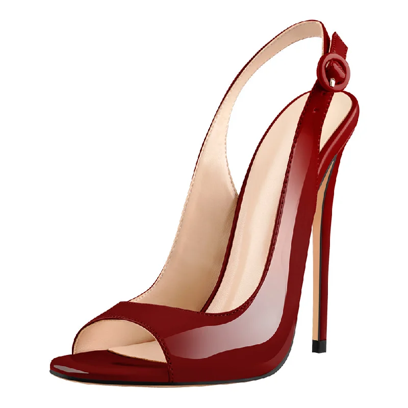 Men's sandals with a padded heel Men's sandals with a padded heel Burgundy Gradient Open Toe High Heels Slingback Sandals