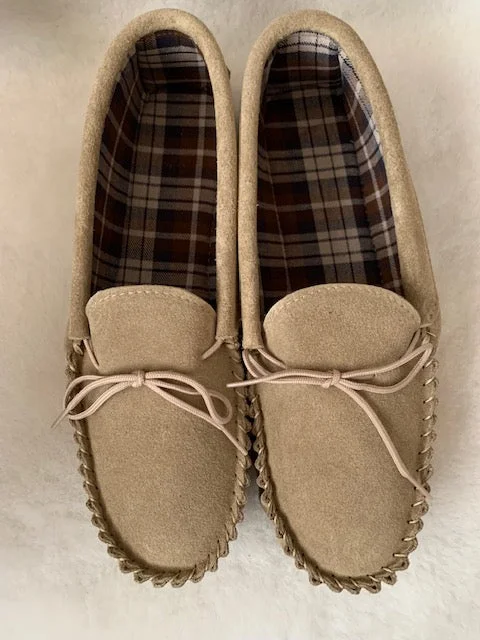 Men's slippers with a pointed toe for a stylish appearance Size 13 - Suede Moccasin with Hard Sole | Daniel