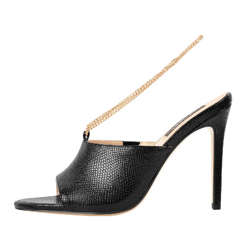 Men's sandals with a perforated leather upper for ventilation Men's sandals with a perforated leather upper for ventilation Black Snake Golden Chain Open Toe Sandals Mules