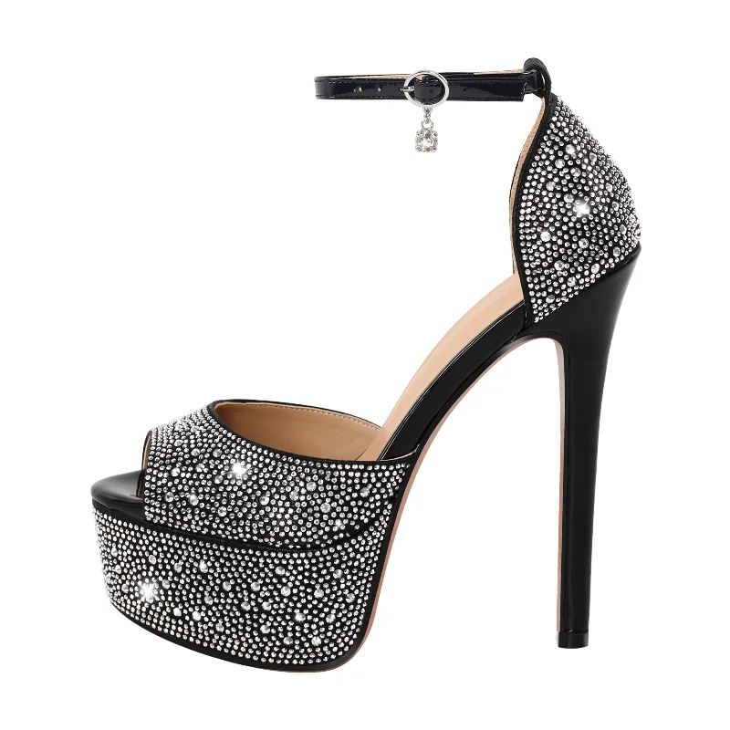 Men's sandals with a rubber sole for traction Men's sandals with a rubber sole for traction Rhinestone Peep Toe High Heel Platform Sandals