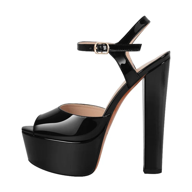 Men's sandals with a contrast stitching detail Men's sandals with a contrast stitching detail Peep Toe Platform Buckle Strap Chunky Heel Sandals