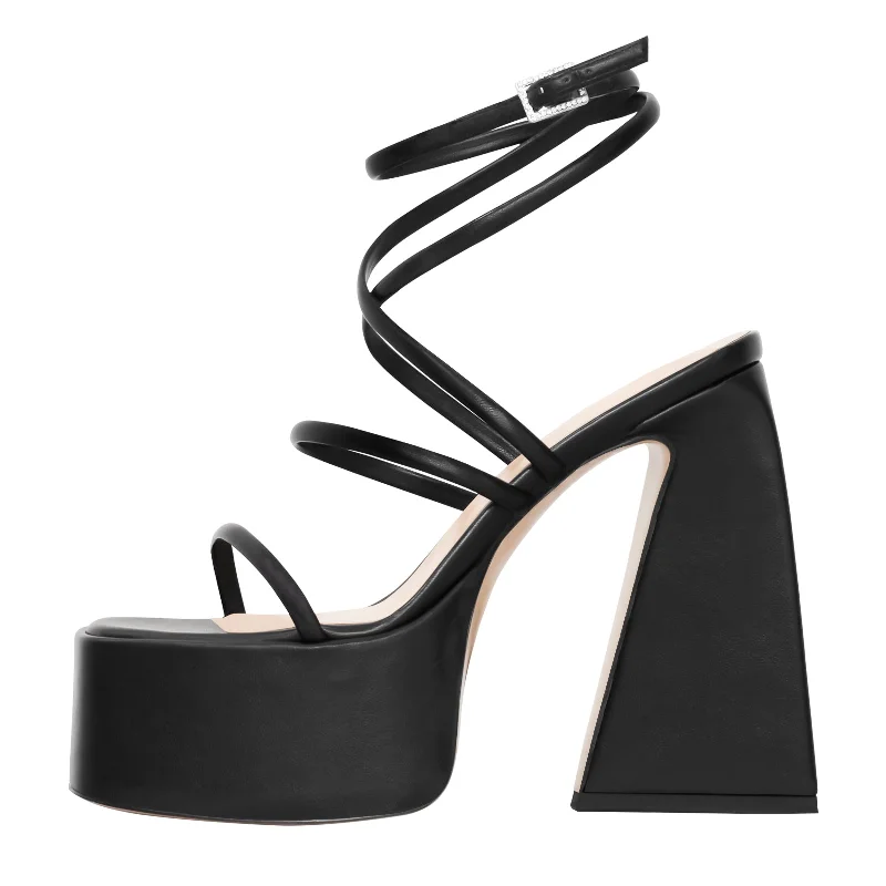 Men's leather sandals with an adjustable strap Men's leather sandals with an adjustable strap Platform Chunky Triangle Heel Sandals