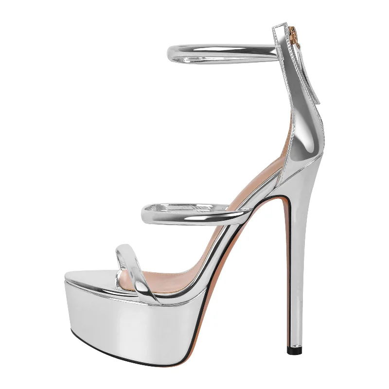 Men's sandals with a perforated leather upper for ventilation Men's sandals with a perforated leather upper for ventilation Open Toe Stiletto Ankle Straps Platform Sandals