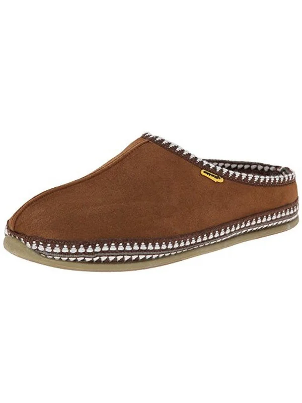 Men's slippers with a soft, flexible sole Wherever Mens Faux Suede Knit Trim Mule Slippers