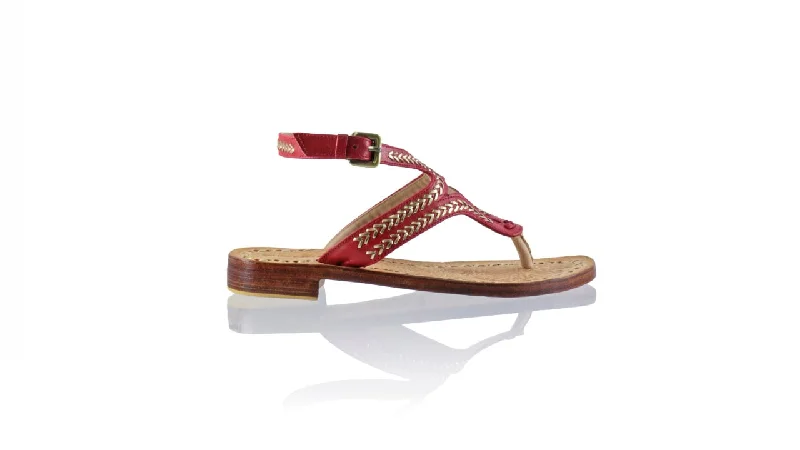 Men's leather sandals with an adjustable strapAgra 20mm Flats - Red & Gold