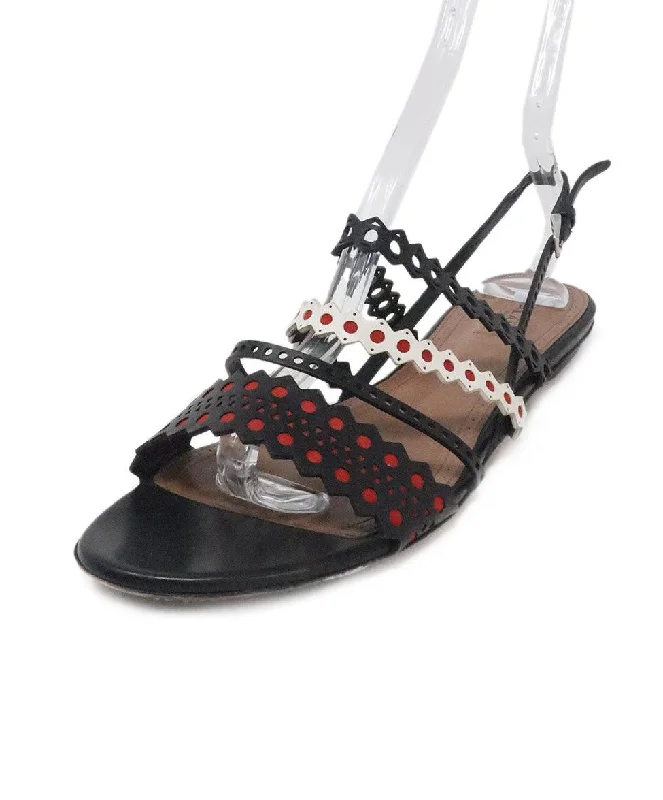 Men's sandals with a padded heelAlaia Black & Red Leather Sandals sz 9