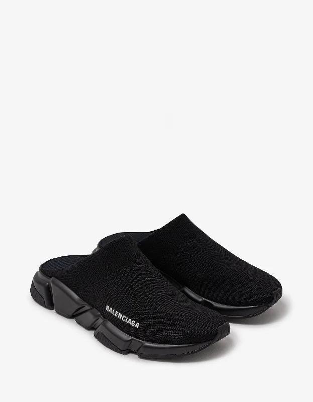 Men's sandals with a wide strap for supportBalenciaga Black Speed Mule