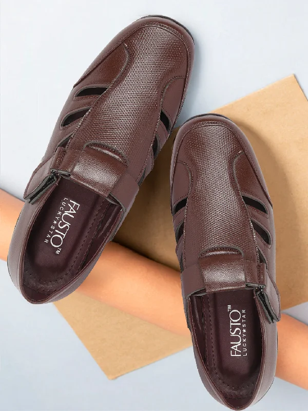 Men's sandals with a buckle closureMen's sandals with a buckle closureBasics Men Brown Outdoor Comfort Perforated Shoe Style Sandals