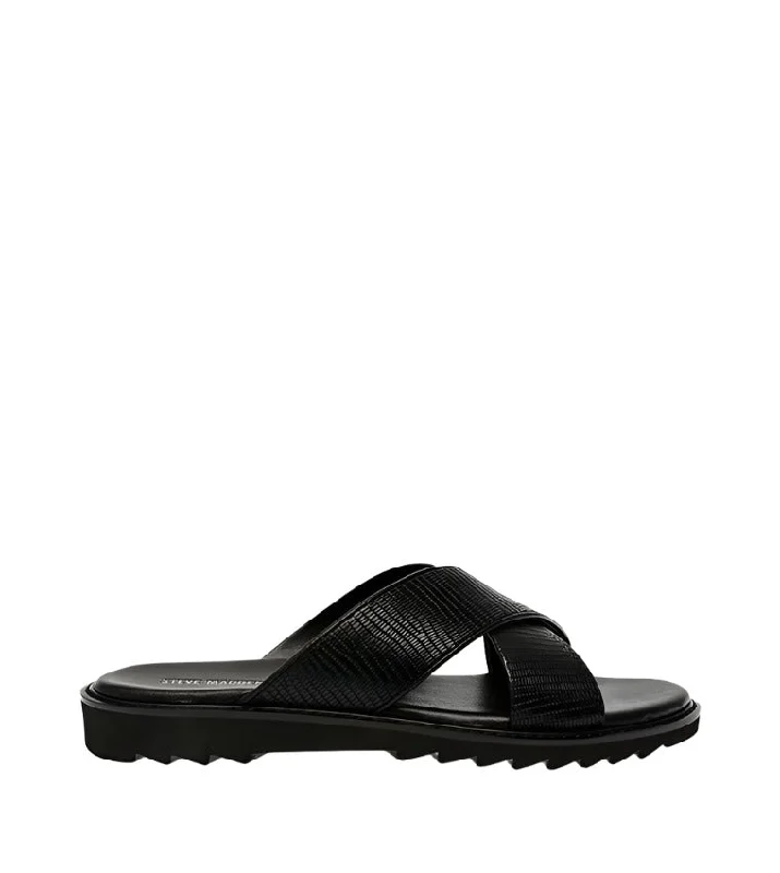 Men's sandals with a shock - absorbing insoleBRONNY BLACK LEATHER