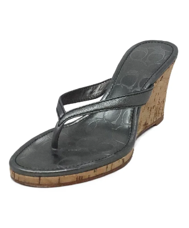 Men's sandals with a leather lining for comfortCoach Silver Metallic Cork Wedge Sandals sz 6 Men's sandals with a leather lining for comfortCoach Silver Metallic Cork Wedge Sandals sz 6