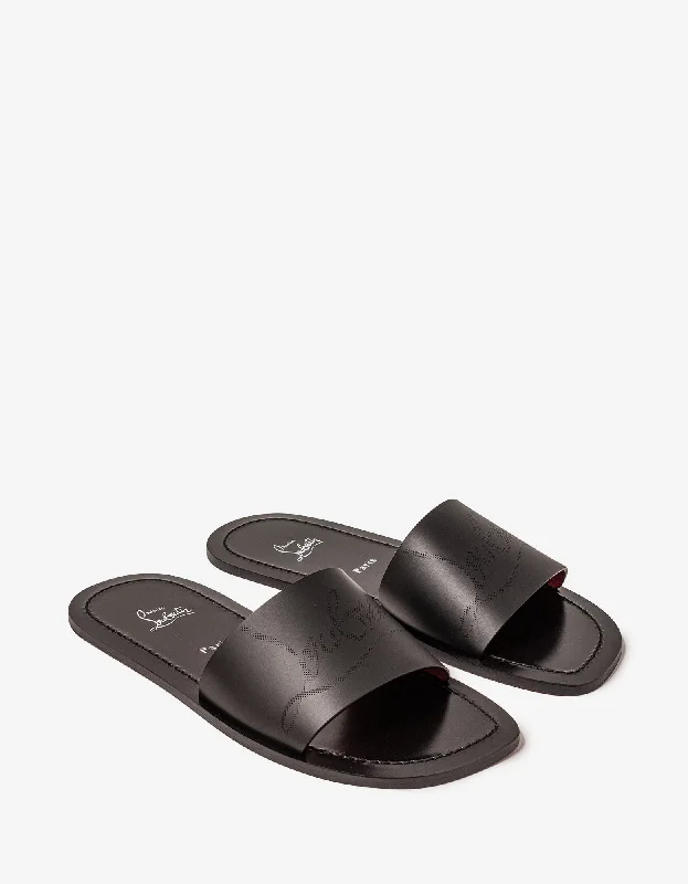 Men's sandals with a durable outer soleChristian Louboutin Coolraoul Black Leather Slide Sandals Men's sandals with a durable outer soleChristian Louboutin Coolraoul Black Leather Slide Sandals