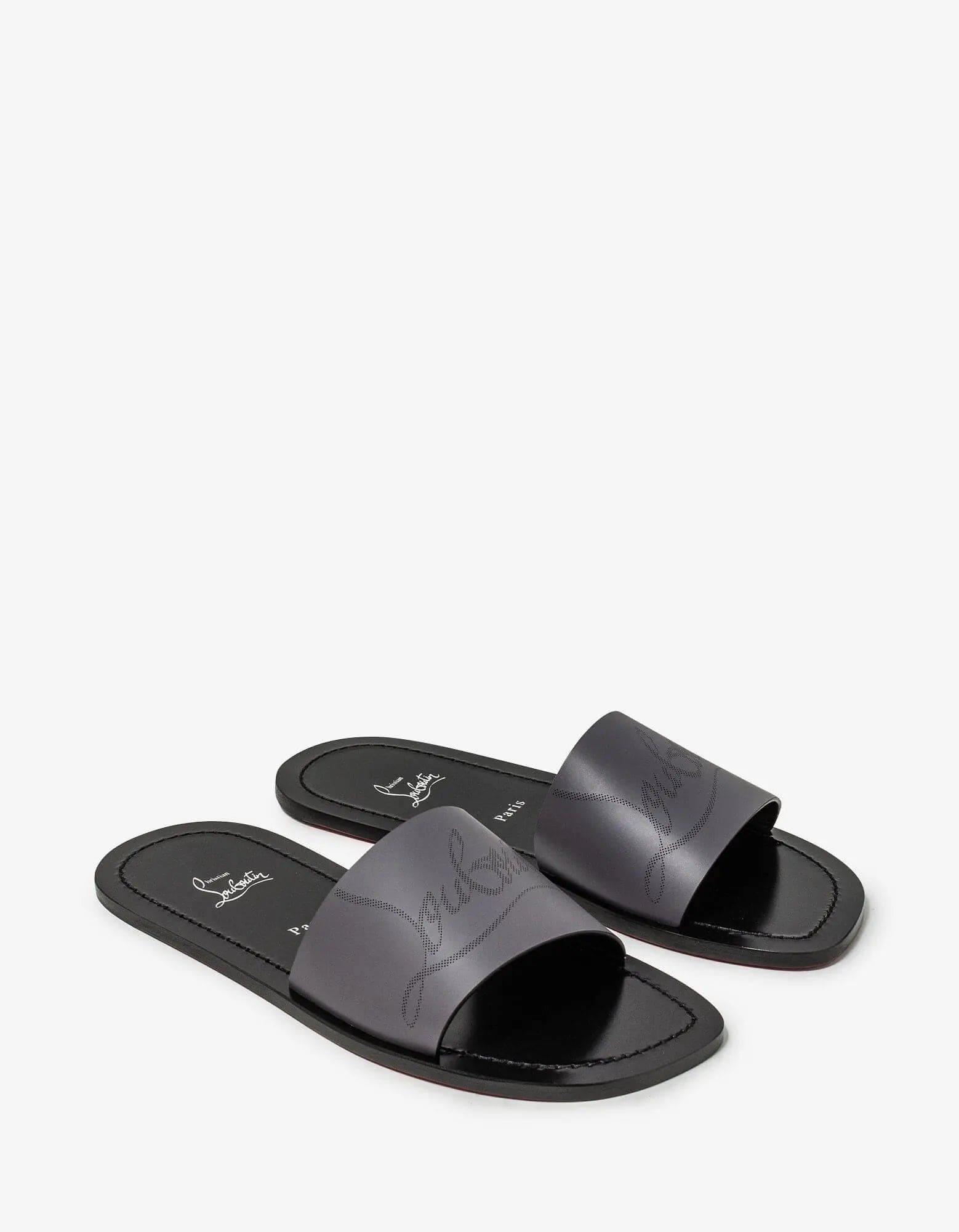 Men's sandals with a toe post designChristian Louboutin Coolraoul Grey Leather Slide Sandals Men's sandals with a toe post designChristian Louboutin Coolraoul Grey Leather Slide Sandals