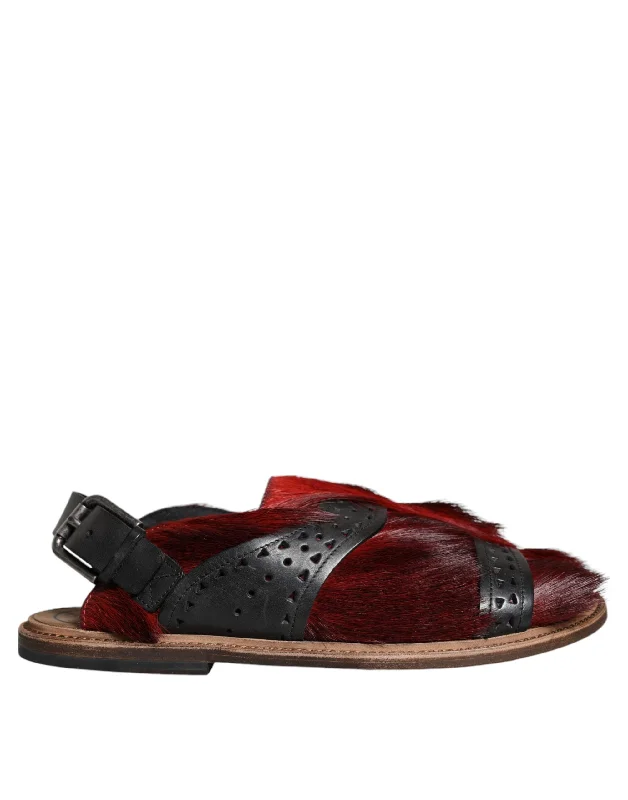 Men's sandals with a removable insole for cleaningDolce & Gabbana   Gazelle Hair Leather Sandals Men's Shoes
