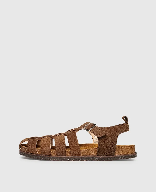 Men's sandals with a contrast stitching detailDrew FSI - Brown