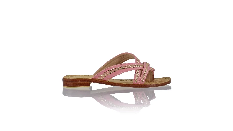 Men's sandals with a perforated leather upper for ventilationEdo No Strap 20mm Flat - Soft Pink & Gold