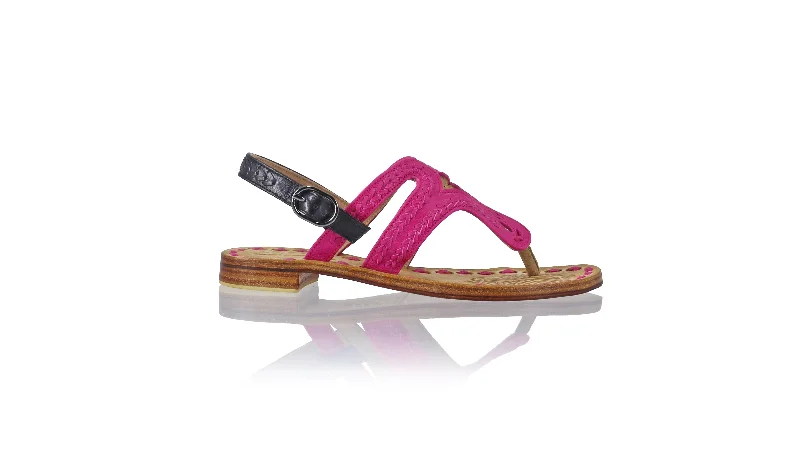 Men's sandals with a perforated leather upper for ventilationEmma 20mm Flat - Fuschia & Black Men's sandals with a perforated leather upper for ventilationEmma 20mm Flat - Fuschia & Black