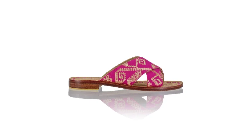 Men's sandals with a removable insole for cleaningInes 20mm Flat - Fuschia Songket
