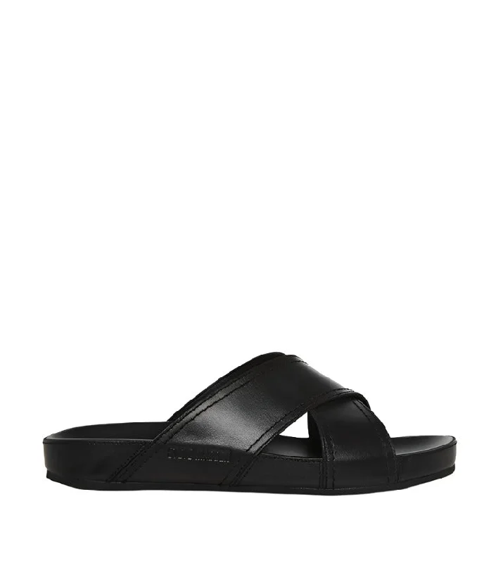 Men's sandals with a leather lining for comfortJERICHO BLACK LEATHER