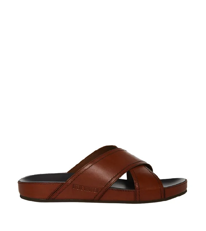 Men's leather sandals with an adjustable strapJERICHO TAN LEATHER