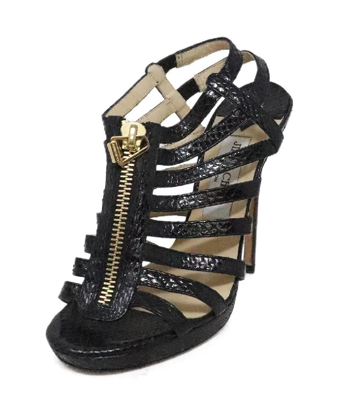 Men's sandals with a flexible sole for easy movementJimmy Choo Black Snake Skin Heels sz 7.5 Men's sandals with a flexible sole for easy movementJimmy Choo Black Snake Skin Heels sz 7.5