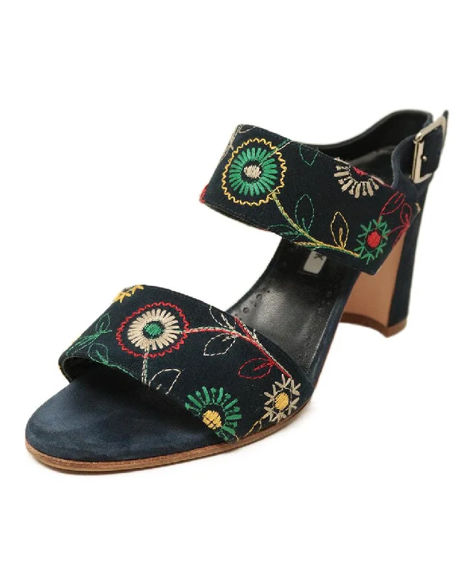 Men's sandals with a wide strap for supportManolo Blahnik Navy & Multicolored Embroidered Sandals sz 7 Men's sandals with a wide strap for supportManolo Blahnik Navy & Multicolored Embroidered Sandals sz 7