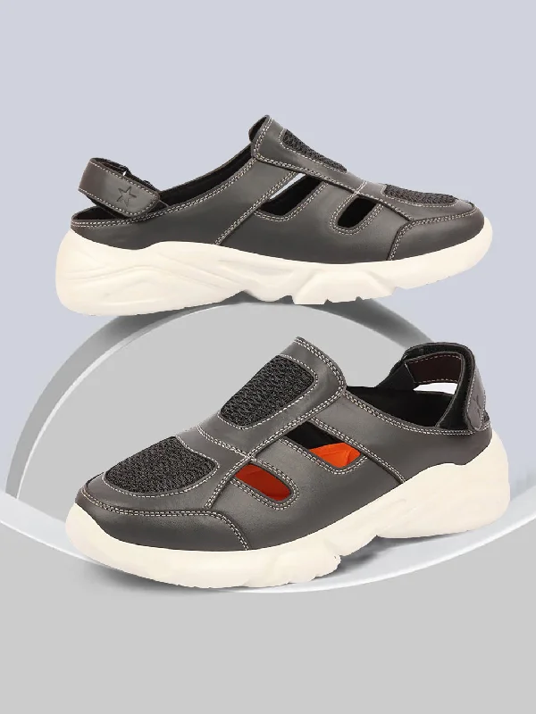 Men's sandals with a padded heelMen's sandals with a padded heelMen Black Hook and Loop Breathable Back Strap Ultra Lightweight Sports Shoe Style Sandals