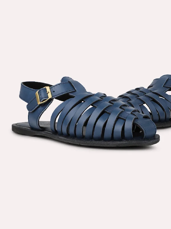 Men's sandals with a removable insole for cleaningMen Blue Strappy Leather Casual Sandal With Buckle Men's sandals with a removable insole for cleaningMen Blue Strappy Leather Casual Sandal With Buckle